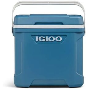 Igloos 30-Quart Cooler, Ice Blue – Cool Riser Technology, Ergonomic Design, Comfortable Carry Handle, 41-Can Capacity, Fits 2L Bottles Upright, Ideal for Family Outings, Tailgating, and Lunches