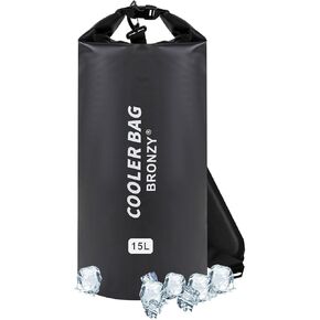BRONZY Soft Cooler Bag 15 Liter Portable Ice Chest Box Backpack Cooler,48+ Hours Cooling,Insulated,Waterproof,Leakproof Cooler Bag for Camping,Picnic,Hiking,Beach,Lunch(Black)
