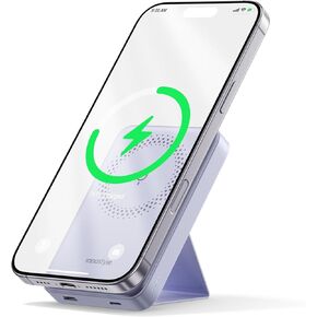 Magnetic Power Bank 3 in 1 10000mAh Wireless Charger with Foldable Stand, 20W USB-C Fast Charging Portable Slim Mag-Safe Battery Pack for iPhone 16/15/14/13/12 Series
