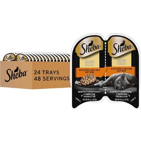 Sheba Perfect Portions Wet Cat Food Cuts in Gravy With Roasted Chicken Entree, 2.6 oz., Twin-Pack Trays (24 Count, 48 Servings)