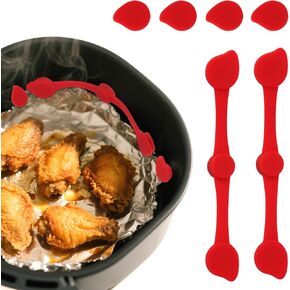 BOXOB 2 Sets Air Fryer Magnet Silicone Buckle, Water Drop Type Reusable Air Fryer Magnet for Holding Down Parchment Paper Liners Prevents Paper Burning Heat-Resistant Kitchen Accessory (Red)