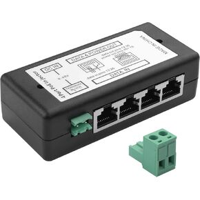 9V-48V 4 Port PoE Power Adapter YACSEJAO 4-Port Ethernet Power Supply for IP Cameras, Wireless APs & IoT Devices | 48V 120W DC Output with Terminal Block