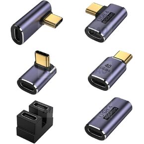 USaB C 4.0 Adapters U-Shape Straight Angle Charging Adapter Type C Female to Type-C Male 40Gbps Fast Data Adapter Converter 100W