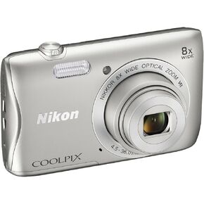الكاميرا الرقمية Nikon Coolpix S3700 مع Zoom البصري 8x و Wi-Fi (Silver)