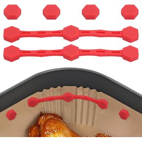 2 Sets Air Fryer Magnet Silicone Buckle, Air Fryer Liner Magnets for Holding Parchment Paper Magnetic Holders Accessories for Preventing Disposable Paper to Burn (Red)