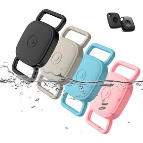 [4Pack] Dog Collar Holder for Tile Mate 2024/2022, Waterproof Anti Lost Protective Case Compatile with Mate Tile Tracker for Cat Pet Necklace,Soft Silicone tile Accessories(Balck/Off-White/Blue/Green)