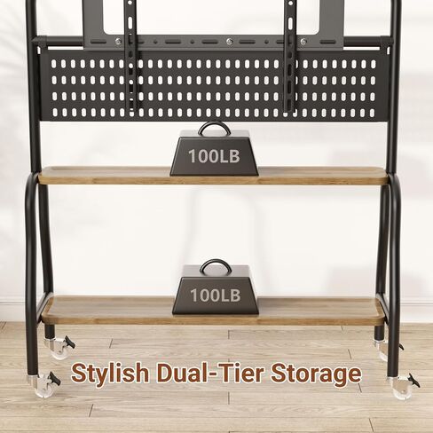 TV Stand with Wheels, TV Stand Fits 43-75 Inch TV Screen up to 110 LB, Height Adjustable Rolling Television Stand for Living Room, Bedroom, Outdoor, Business and School, Iron in Saudi Arabia