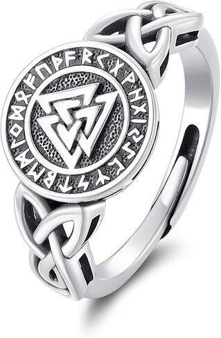 CUOKA MIRACLE Viking Ring 925 Sterling Silver Celtic Knot Ring Celtic Pagan Jewelry of Talisman Norse Pagan Ring for Men Women Jewelry Gifts in Kuwait