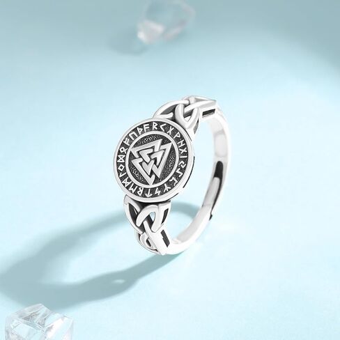CUOKA MIRACLE Viking Ring 925 Sterling Silver Celtic Knot Ring Celtic Pagan Jewelry of Talisman Norse Pagan Ring for Men Women Jewelry Gifts in Kuwait