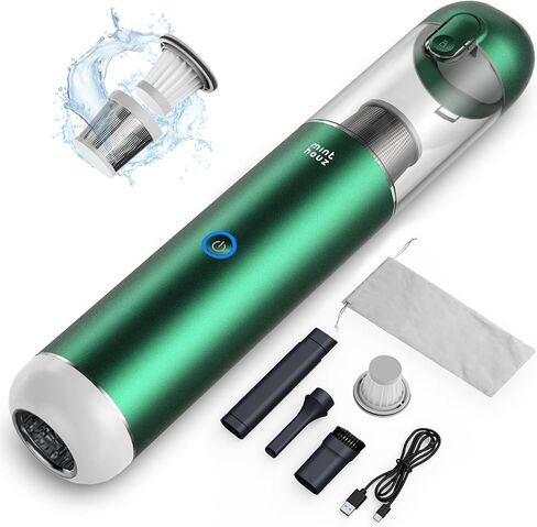 مكنسة كهربائية للسيارة من مينثوز 17000 باسكال - 120 وات مكنسة كهربائية محمولة لاسلكية مع ضوء LED/SOS، مكنسة كهربائية محمولة للسيارة/المنزل/المكتب/شعر الحيوانات الأليفة in Kuwait