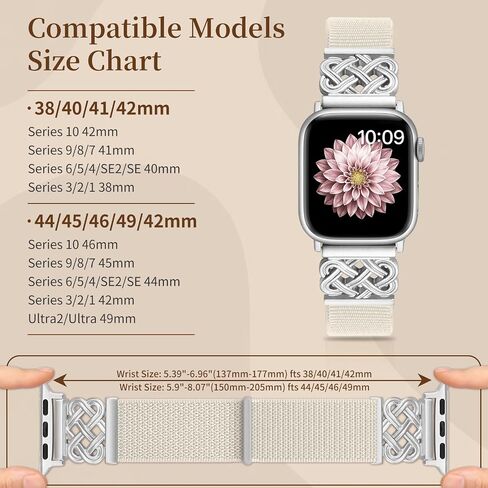 Nylon Bands Compatible with Apple Watch Band 38mm 40mm 41mm 42mm 44mm 45mm 46mm 49mm Women Men,Stretchy Adjustable Interlock Buckle Strap for iWatch Series 10 9 8 7 6 5 4 3 SE Ultra 2 1 in Saudi Arabia