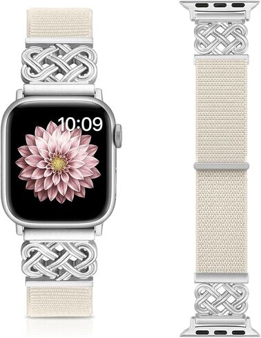 Nylon Bands Compatible with Apple Watch Band 38mm 40mm 41mm 42mm 44mm 45mm 46mm 49mm Women Men,Stretchy Adjustable Interlock Buckle Strap for iWatch Series 10 9 8 7 6 5 4 3 SE Ultra 2 1 in Saudi Arabia