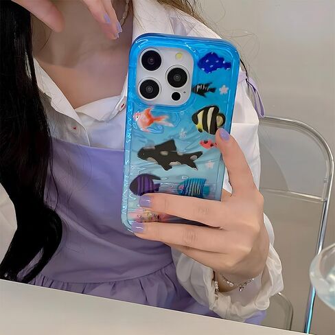 متوافق مع علبة iPhone ، حيوانات المحيطات اللطيفة Aquaria Aquaria Fish Full Body Protects Soft Shockproof Cover Case (Blue ، iPhone 12 Pro Max) in Kuwait