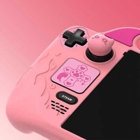 PlayVital Cute Demon Protective Case for Steam Deck LCD & OLED, Kawaii Anti-Slip Protector for Steam Deck OLED with Thumb Grip Caps & Trackpads Stickers & Back Button Enhancement Set - Pink in Saudi Arabia