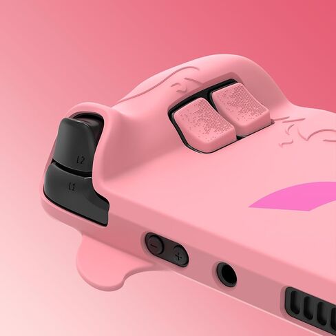 PlayVital Cute Demon Protective Case for Steam Deck LCD & OLED, Kawaii Anti-Slip Protector for Steam Deck OLED with Thumb Grip Caps & Trackpads Stickers & Back Button Enhancement Set - Pink in Saudi Arabia