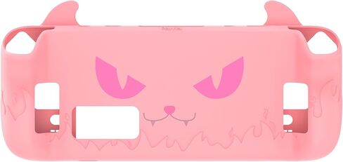 PlayVital Cute Demon Protective Case for Steam Deck LCD & OLED, Kawaii Anti-Slip Protector for Steam Deck OLED with Thumb Grip Caps & Trackpads Stickers & Back Button Enhancement Set - Pink in Saudi Arabia