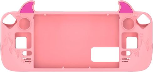 PlayVital Cute Demon Protective Case for Steam Deck LCD & OLED, Kawaii Anti-Slip Protector for Steam Deck OLED with Thumb Grip Caps & Trackpads Stickers & Back Button Enhancement Set - Pink in Saudi Arabia