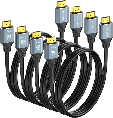 HDMI Cable 6.6FT 4-Pack Black | High Speed 4K HDMI 2.0 Cord Pack 4 with Ethernet/ARC, HDCP 2.2, HDR for PC, Monitor, Roku/LGTV/PS4 PS5/Xbox/Soundbar in Kuwait