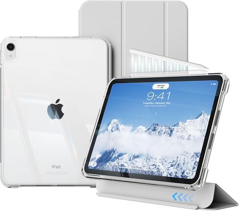 حالة لجيل iPad (A16) الحادي عشر/العاشر 2025/2022 ، قذيفة خلفية واضحة تمامًا ، إطار TPU الناعم ، الاستيقاظ التلقائي/النوم ، درج انزلاق و 2 في حالة واحدة قابلة للإزالة لأجهزة iPad 10/11 ، الرمادي in Kuwait