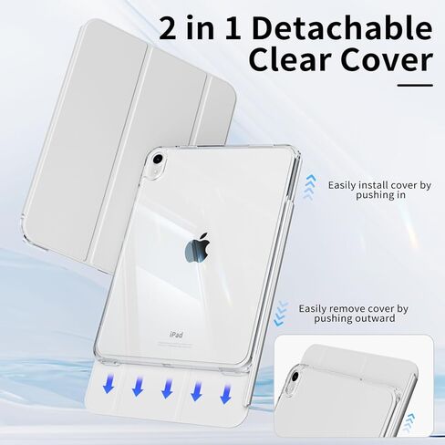 حالة لجيل iPad (A16) الحادي عشر/العاشر 2025/2022 ، قذيفة خلفية واضحة تمامًا ، إطار TPU الناعم ، الاستيقاظ التلقائي/النوم ، درج انزلاق و 2 في حالة واحدة قابلة للإزالة لأجهزة iPad 10/11 ، الرمادي in Kuwait