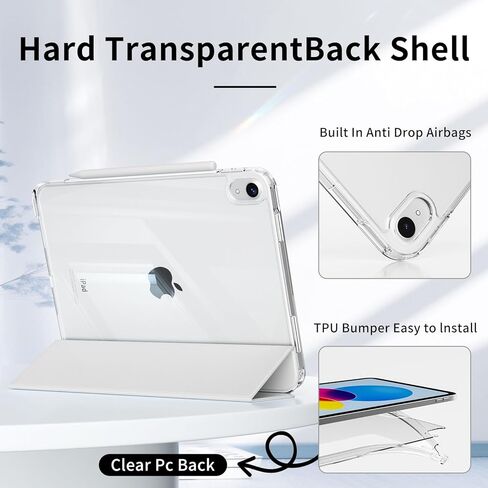 حالة لجيل iPad (A16) الحادي عشر/العاشر 2025/2022 ، قذيفة خلفية واضحة تمامًا ، إطار TPU الناعم ، الاستيقاظ التلقائي/النوم ، درج انزلاق و 2 في حالة واحدة قابلة للإزالة لأجهزة iPad 10/11 ، الرمادي in Kuwait