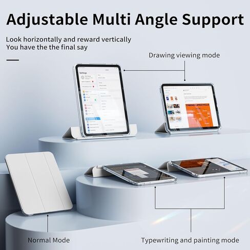 حالة لجيل iPad (A16) الحادي عشر/العاشر 2025/2022 ، قذيفة خلفية واضحة تمامًا ، إطار TPU الناعم ، الاستيقاظ التلقائي/النوم ، درج انزلاق و 2 في حالة واحدة قابلة للإزالة لأجهزة iPad 10/11 ، الرمادي in Kuwait