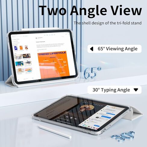 حالة لجيل iPad (A16) الحادي عشر/العاشر 2025/2022 ، قذيفة خلفية واضحة تمامًا ، إطار TPU الناعم ، الاستيقاظ التلقائي/النوم ، درج انزلاق و 2 في حالة واحدة قابلة للإزالة لأجهزة iPad 10/11 ، الرمادي in Kuwait