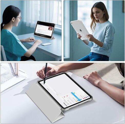 حالة لجيل iPad (A16) الحادي عشر/العاشر 2025/2022 ، قذيفة خلفية واضحة تمامًا ، إطار TPU الناعم ، الاستيقاظ التلقائي/النوم ، درج انزلاق و 2 في حالة واحدة قابلة للإزالة لأجهزة iPad 10/11 ، الرمادي in Kuwait