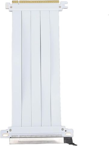 PCIE 5.0 X16 Riser Cable, White 128Gbps GPU Extension Adapter, Compatible with RTX4090 (ti) and RX8900 (xt), for PC Cases, Servers, Gaming, with Unique Cable Protector (20cm) in Saudi Arabia