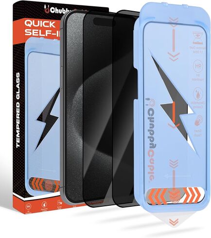 chubbycable ChubbyShield Ultra for iPhone 15 Pro Max - 2 PCS Military-Grade Privacy Screen Protector with Ultra-easy Install Box, Auto Dust-Elimination & Bubble Free in Saudi Arabia