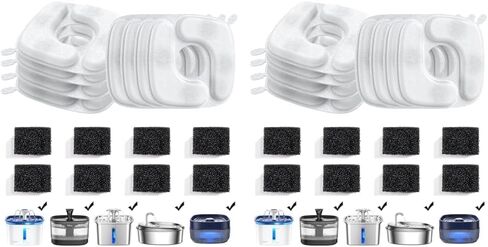 Veken Replacement Filters & Replacement Pre-Filter Sponges for 67oz, 95oz, 135oz Automatic Pet Fountain and 84oz Stainless Steel Cat Water Fountain Dog Water Dispenser in Kuwait