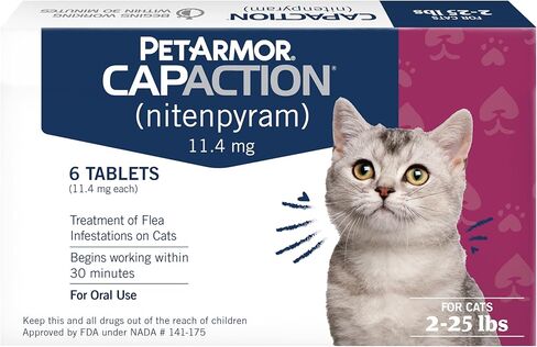 PetArmor CAPACTION (nitenpyram) علاج البراغيث عن طريق الفم للقطط، أقراص سريعة المفعول تبدأ في قتل البراغيث في 30 دقيقة، القطط 2-25 رطل، 6 جرعات in Kuwait