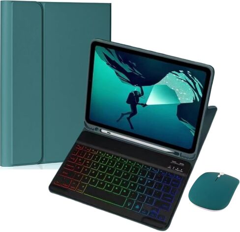 حالة لوحة المفاتيح anmengxinling لـ iPad mini 7 (A17 Pro)/mini 6 مع الماوس ، 7 ألوان قوس قزح الخلفي ، الماوس اللاسلكي القابل للفصل المغناطيسي مع حامل القلم لـ iPad Mini 7th Gen ، Purple ، Purple in Kuwait