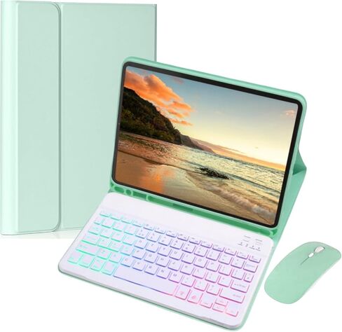 حالة لوحة المفاتيح anmengxinling لـ iPad mini 7 (A17 Pro)/mini 6 مع الماوس ، 7 ألوان قوس قزح الخلفي ، الماوس اللاسلكي القابل للفصل المغناطيسي مع حامل القلم لـ iPad Mini 7th Gen ، Purple ، Purple in Kuwait