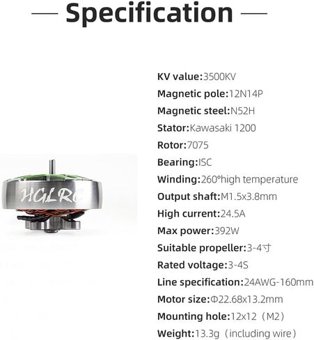 اتش جي ال ار سي محرك سبيكتر 1804-2450KV 4-6S بدون فرش لطائرات السباق بدون طيار اف بي في فري ستايل 3-3.5 انش in Saudi Arabia