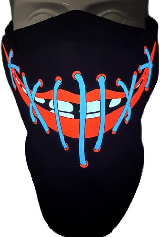 قناع الهالوين LED من SATUMIKO، قناع مضيء صوتي وتفاعلي، أقنعة مخيفة للأزياء التنكرية، والحفلات الموسيقية، والأحداث الهذيانية، EDC in Kuwait