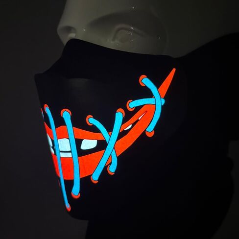قناع الهالوين LED من SATUMIKO، قناع مضيء صوتي وتفاعلي، أقنعة مخيفة للأزياء التنكرية، والحفلات الموسيقية، والأحداث الهذيانية، EDC in Kuwait