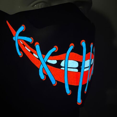 قناع الهالوين LED من SATUMIKO، قناع مضيء صوتي وتفاعلي، أقنعة مخيفة للأزياء التنكرية، والحفلات الموسيقية، والأحداث الهذيانية، EDC in Kuwait