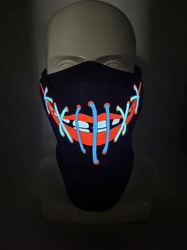 قناع الهالوين LED من SATUMIKO، قناع مضيء صوتي وتفاعلي، أقنعة مخيفة للأزياء التنكرية، والحفلات الموسيقية، والأحداث الهذيانية، EDC in Kuwait