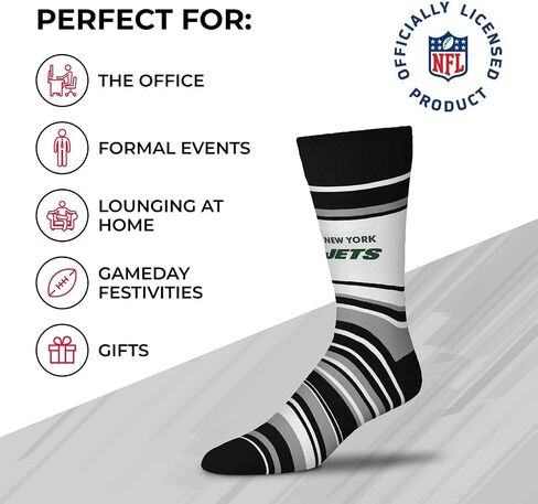 FBF NFL Adult Striped Dress Socks - Premium Quality - Machine Washable - Perfect for Game Day and Everyday Wear (Atlanta Falcons - Red) in Saudi Arabia
