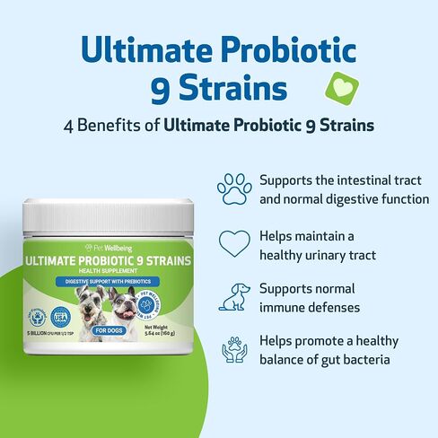 Pet Wellbeing Ultimate Probiotic 9 Strains for Dogs & Cats - Healthy Digestion, Immune Support, Urinary Tract Health - 5.64 oz (160 g) in Saudi Arabia