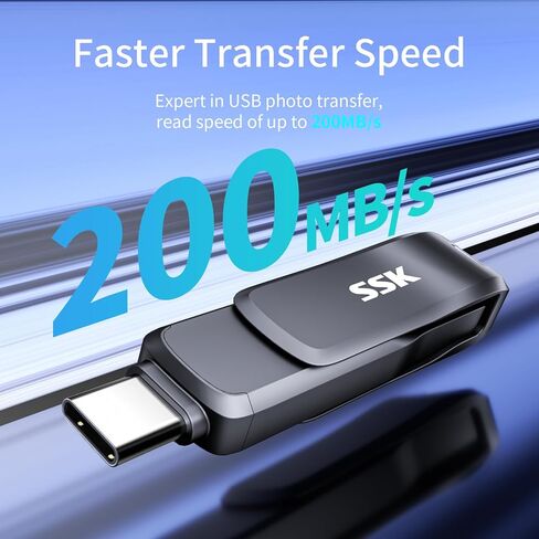SSK 128GB Dual USB C Memory Stick ما يصل إلى 200 ميجابايت/ثانية ， 2 في 1 OTG USB 3.2 + TYPE in Saudi Arabia