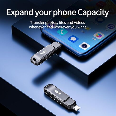SSK 128GB Dual USB C Memory Stick ما يصل إلى 200 ميجابايت/ثانية ， 2 في 1 OTG USB 3.2 + TYPE in Saudi Arabia
