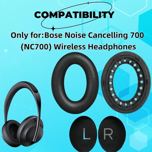 أسماء الأذن بديلة البروتين البروتين المتميز لـ Bose NC700 - وسائد أذن رغوة الذاكرة الناعمة مع تنظيف القماش والفيديو للتثبيت (متوافق مع Bose Noise Closeing Headphones 700 in Kuwait
