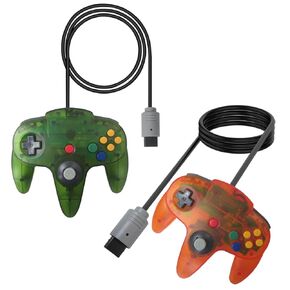 USonline911 2025 2Pack Video Game Console Gamepad Joystick Joypad Classic Wired for Nintendo 64 N64 Controller-Plug & Play (Non PC USB Version) (Jungle Green and Orange)