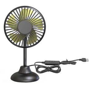 Car Fan, USB Powered Electric Car Cooling Fan, Golf Cart Fan, Adjustable Base, 360° Rotation Air Circulation Fan with Flexible Gooseneck for Car Van Truck SUV RV Sedan
