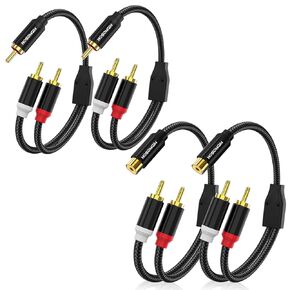 Hosongin Bundle Rca y Splitter Cable 1 Male to 2 Male (2 pack) و 1 feman