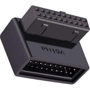 USB 3.0 19/20 Pin 90 Degree Adapter PH19A - Right Angle Male to Female Motherboard Socket, L-Shape Up Angled Extension Connector with Durable Closed Shell, for Desktop PC Internal Header