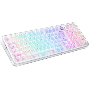 MY-K98Crystal Frosted Triple-Mode Mechanical Keyboard, 98-Key Hot-Swappable with Knob, RGB Backlit Customizable Gaming Keyboard