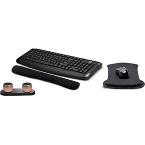 HP Wireless Keyboard and Mouse 300 PC Accessories Bundle with Waverest Gel Pads and Dual Bluetooth Speakers with Professional Sound, Built-in Mic and Remote Selfie Shutter